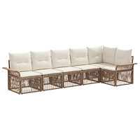 vidaXL Trädgårdsoffset 6 pcs Beige konstrotting