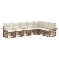 vidaXL Trädgårdsoffset 7 pcs Beige konstrotting