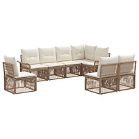 vidaXL Trädgårdsoffset 8 pcs Beige konstrotting
