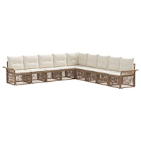 vidaXL Trädgårdsoffset 9 pcs Beige konstrotting