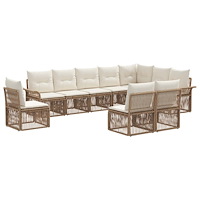 vidaXL Trädgårdsoffset 10 pcs Beige konstrotting