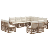 vidaXL Trädgårdsoffset 11 pcs Beige konstrotting