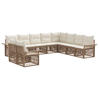 vidaXL Trädgårdsoffset 10 pcs Beige konstrotting