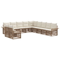 vidaXL Trädgårdsoffset 11 pcs Beige konstrotting