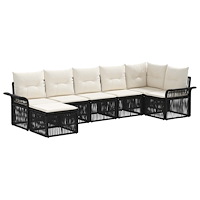 vidaXL Trädgårdsoffset 7 pcs Svart konstrotting