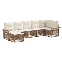 vidaXL Trädgårdsoffset 7 pcs Beige konstrotting