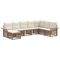 vidaXL Trädgårdsoffset 8 pcs Beige konstrotting