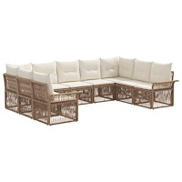 vidaXL Trädgårdsoffset 9 pcs Beige konstrotting