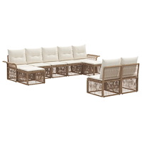 vidaXL Trädgårdsoffset 9 pcs Beige konstrotting