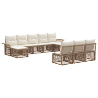 vidaXL Trädgårdsoffset 10 pcs Beige konstrotting
