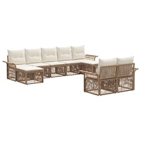 vidaXL Trädgårdsoffset 9 pcs Beige konstrotting