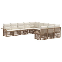 vidaXL Trädgårdsoffset 11 pcs Beige konstrotting