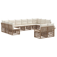 vidaXL Trädgårdsoffset 12 pcs Beige konstrotting