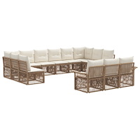 vidaXL Trädgårdsoffset 13 pcs Beige konstrotting