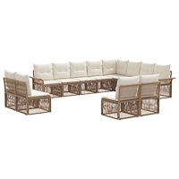vidaXL Trädgårdsoffset 12 pcs Beige konstrotting
