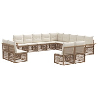 vidaXL Trädgårdsoffset 13 pcs Beige konstrotting