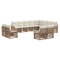 vidaXL Trädgårdsoffset 12 pcs Beige och krämvit konstrotting
