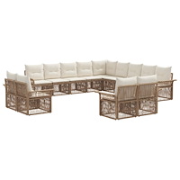 vidaXL Trädgårdsoffset 13 pcs Beige och krämvit konstrotting