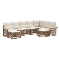 vidaXL Trädgårdsoffset 9 pcs Beige och krämvit konstrotting