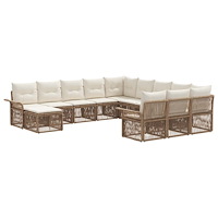 vidaXL Trädgårdsoffset 12 pcs Beige och krämvit konstrotting