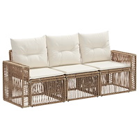 vidaXL Trädgårdsoffset 3 pcs Beige och krämvit konstrotting