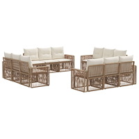 vidaXL Trädgårdsoffset 12 pcs Beige och krämvit konstrotting