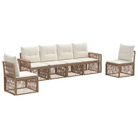 vidaXL Trädgårdsoffset 6 pcs Beige och krämvit konstrotting