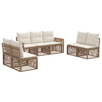 vidaXL Trädgårdsoffset 7 pcs Beige och krämvit konstrotting