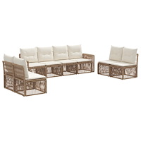vidaXL Trädgårdsoffset 8 pcs Beige och krämvit konstrotting
