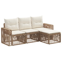 vidaXL Trädgårdsoffset 4 pcs Beige och krämvit konstrotting
