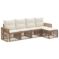 vidaXL Trädgårdsoffset 5 pcs Beige och krämvit konstrotting