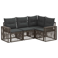 vidaXL Trädgårdsoffset 4 pcs Grå och mörkgrå konstrotting