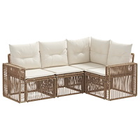 vidaXL Trädgårdsoffset 4 pcs Beige och krämvit konstrotting