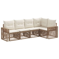 vidaXL Trädgårdsoffset 5 pcs Beige och krämvit konstrotting