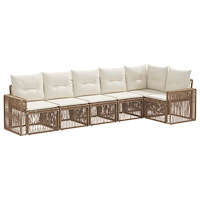 vidaXL Trädgårdsoffset 6 pcs Beige och krämvit konstrotting