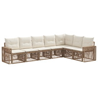 vidaXL Trädgårdsoffset 7 pcs Beige och krämvit konstrotting