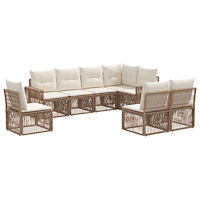 vidaXL Trädgårdsoffset 8 pcs Beige och krämvit konstrotting