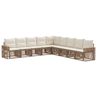 vidaXL Trädgårdsoffset 9 pcs Beige och krämvit konstrotting