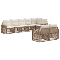 vidaXL Trädgårdsoffset 8 pcs Beige och krämvit konstrotting