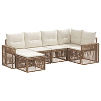 vidaXL Trädgårdsoffset 6 pcs Beige och krämvit konstrotting