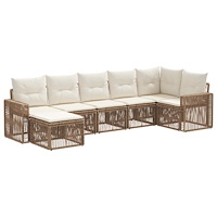 vidaXL Trädgårdsoffset 7 pcs Beige och krämvit konstrotting