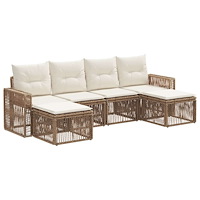 vidaXL Trädgårdsoffset 6 pcs Beige och krämvit konstrotting
