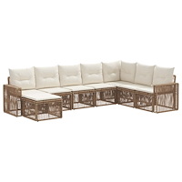 vidaXL Trädgårdsoffset 8 pcs Beige och krämvit konstrotting