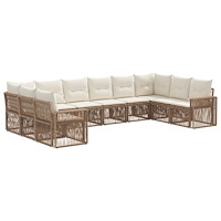 vidaXL Trädgårdsoffset 10 pcs Beige och krämvit konstrotting