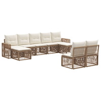 vidaXL Trädgårdsoffset 9 pcs Beige och krämvit konstrotting