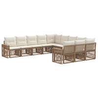 vidaXL Trädgårdsoffset 11 pcs Beige och krämvit konstrotting