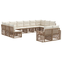 vidaXL Trädgårdsoffset 12 pcs Beige och krämvit konstrotting