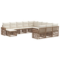 vidaXL Trädgårdsoffset 12 pcs Beige och krämvit konstrotting