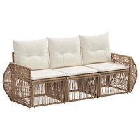 vidaXL Trädgårdsoffset 3 pcs Beige och krämvit konstrotting