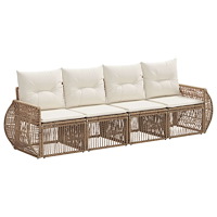 vidaXL Trädgårdsoffset 4 pcs Beige och krämvit konstrotting